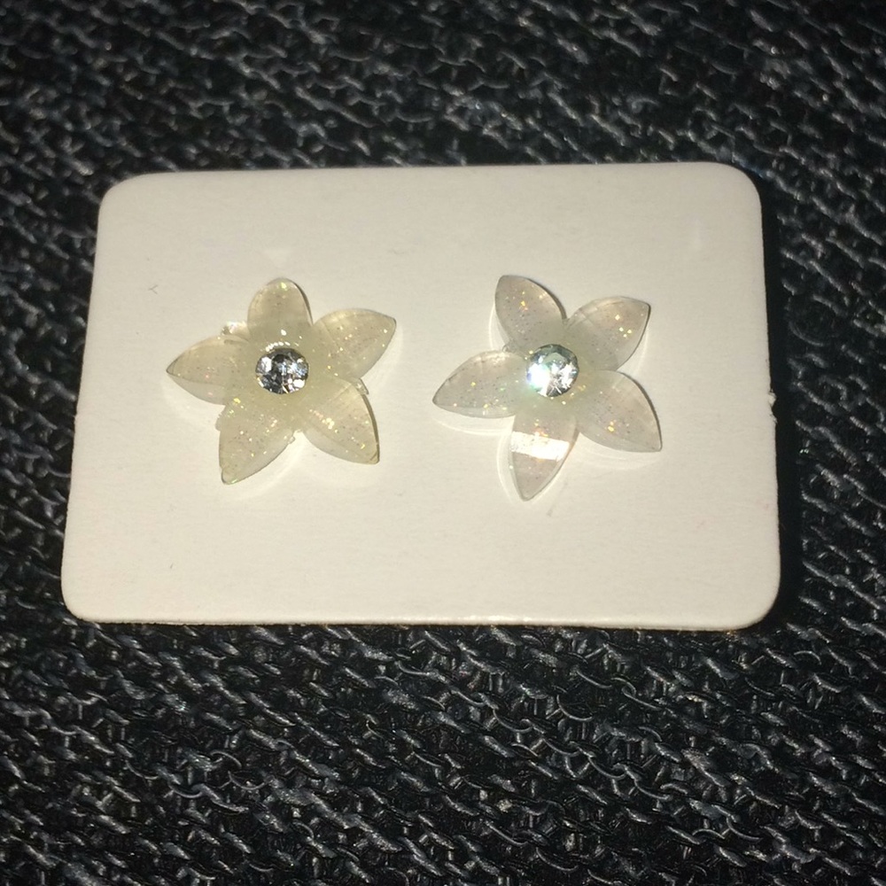 Petite White Flower Earrings